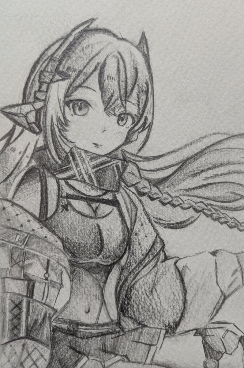 Kura_o0124's tweet photo. リクエスト貰ったアルカちゃん♡
水彩とかのカラーイラストも好きだけど、鉛筆のモノクロイラストも好き！！
(リクエストはゆっくり描いてるよ〜)
 #オセロニアート https://t.co/12RdPo6OzG