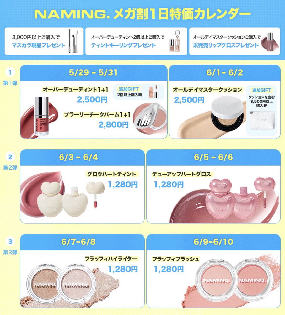 ①VDL ②hince ③ETUDE ④NAMING.