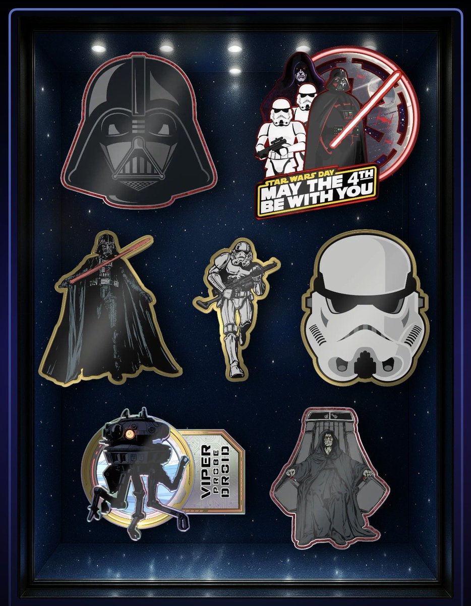 silentdelta78's tweet photo. Do you collect @DisneyPinnacle?
I like collecting Star Wars pins.
Special thanks to @Apache1999 for giving me the amazing looking “May the 4th Be With You” pin. It looks great with all the other Star Wars “bad guys” I’ve collected. #digitalpintrader #disneypins https://t.co/ba3I15Swr5