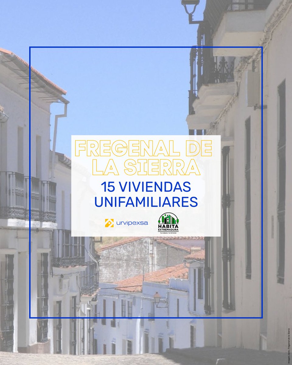 Urvipexsa's tweet photo. #Urvipexsa impulsa una promoción de 15 viviendas unifamiliares #VPO en Fregenal de la Sierra, dentro del Plan #HabitaExtremadura, para facilitar el acceso a una vivienda asequible a los jóvenes y familias del municipio.

👉🏻 Encuesta de demanda: https://t.co/GykL3QYOrf https://t.co/KyryPy8C5v