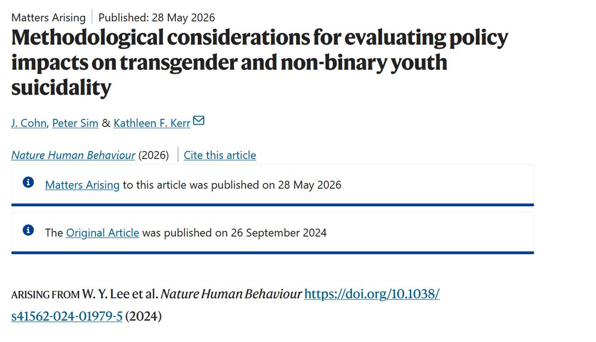 segm_ebm's tweet photo. 🚨A widely cited Trevor Project paper from 2 yrs ago concluded that state restrictions on youth gender transition increase youth suicide risk. But a new peer-reviewed reanalysis shows the signal came from a single state, Idaho—which had no such restrictions during the study. /1 https://t.co/kD2leidm20
