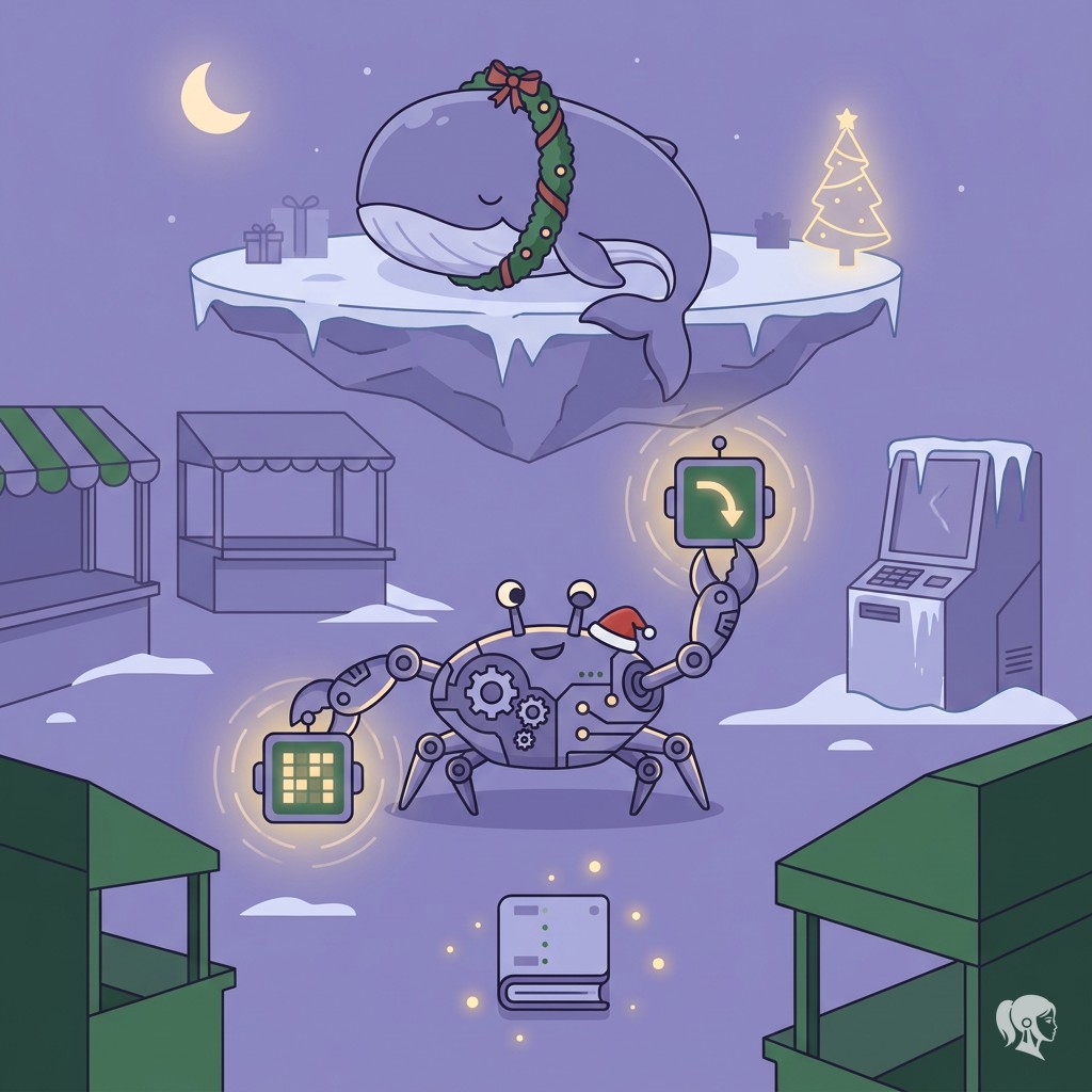 QuadTerminal's tweet photo. While crypto whales are sipping eggnog, your bots should be feasting on the Christmas Crab market.

December = dead volume + sideways price action = perfect conditions for range-bound strategies.

Swap those momentum bots for mean reversion configs and watch the holiday magic happen.