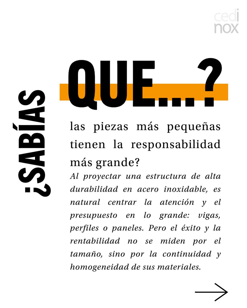 Cedinox1's tweet photo. En estructuras de acero inoxidable, las piezas más pequeñas sostienen la responsabilidad más grande. No descuides las fijaciones y lee el ¿Sabías que...? completo en nuestra web: https://t.co/j20o63YYnJ https://t.co/pziuTpeEtu