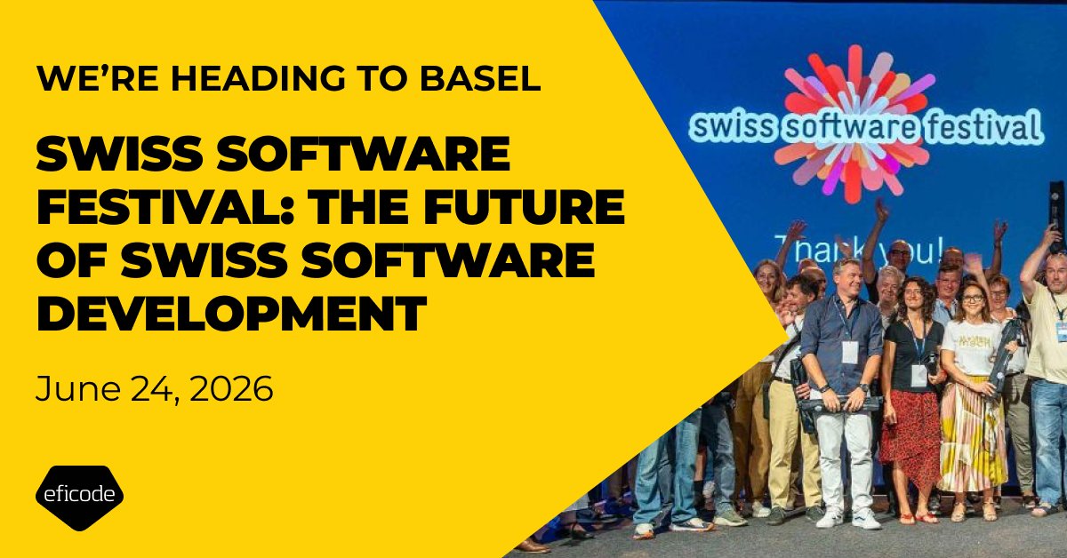 Eficode's tweet photo. We’re excited to sponsor #SwissSoftwareFestival in Basel on June 24. Catch our CTO Marko Klemetti on stage with his talk: “Building the AI-Native SDLC: When Software Rewrites Itself.” Let’s explore how #AI and #AINative development are reshaping the #SDLC. https://t.co/XKfGAcp8eB