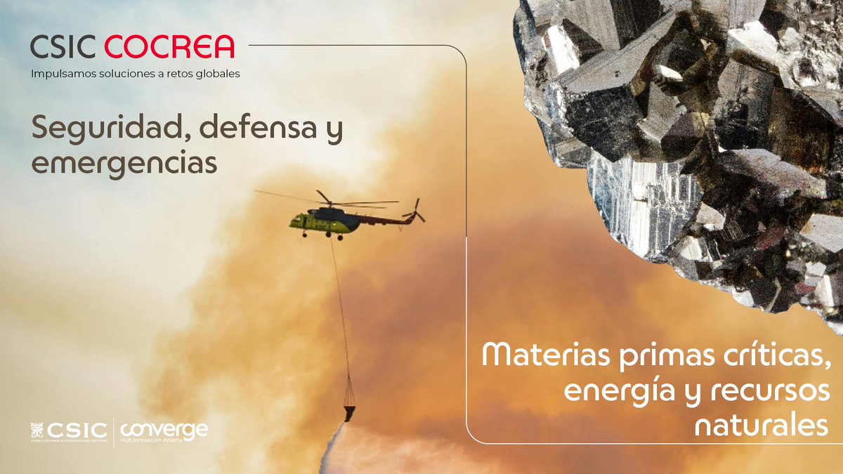 CSICmasI's tweet photo. 📣Abierta la 4ªconvocatoria de CSIC COCREA
Buscamos empresas para colaborar con nuestros investigadores en:

🛡️Seguridad y emergencias
⚡️Materias primas, energía y agro

Webinar:
🗓️15/06, 12h
✍️https://t.co/kwHVjAkwit

¡Apúntate!

Más información:⬇️
https://t.co/IcRHYDoAFd https://t.co/tvGU9k5Uol