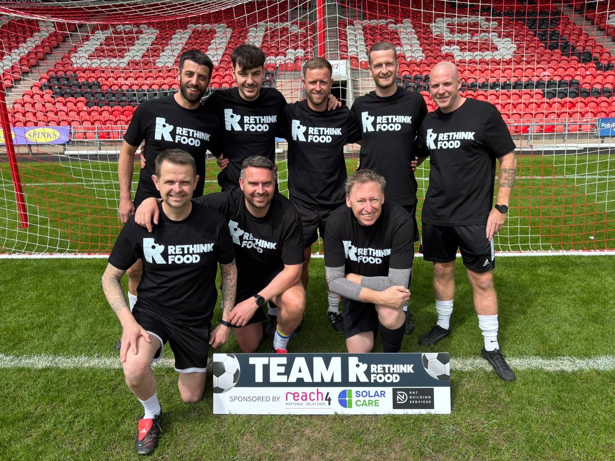 RethinkFoodUK's tweet photo. What a fantastic day at the Doncaster Chamber Corporate Cup 2026 at the Eco-Power Stadium! 

Our team may not have lifted the trophy this year, but we had an amazing time taking part and representing the business alongside so many great local companies. https://t.co/8tB3BeihNW