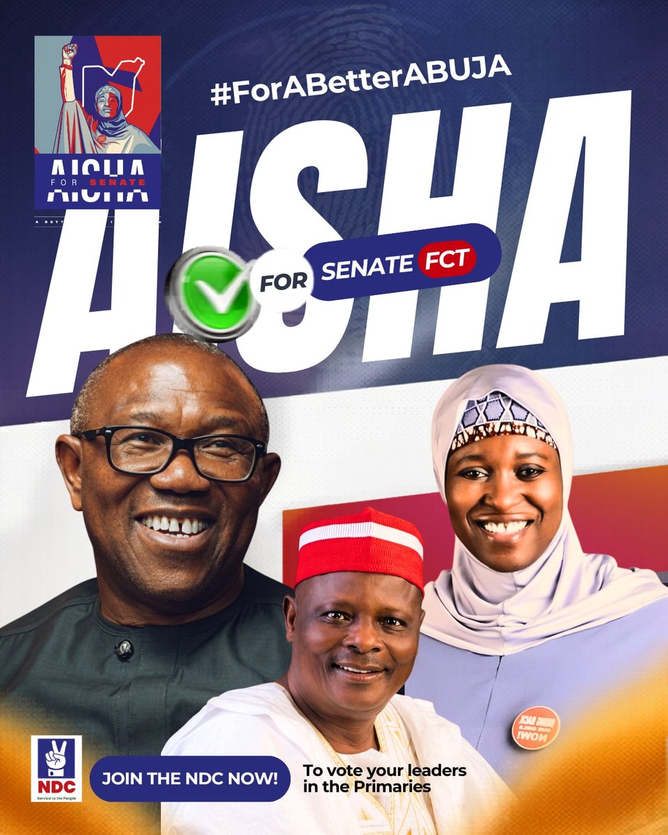 SAY_NATION's tweet photo. THE PEOPLE ARE READY ✅
THE FUTURE IS BRIGHT ✅
VICTORY IS POSSIBLE ✅
@AishaYesufu WILL TAKE CARE OF THE FCT ✅

#AishaForSenate
#AishaForBetterFCT
#NDCPrimaries https://t.co/rRYYhF1yx0