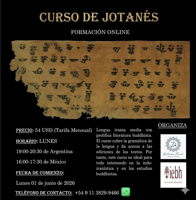 bodhibija's tweet photo. Aprende la literatura buddhista irania del reino de Jotán con el nuevo curso online de Jotanés. Inicia el próximo lunes 01 de junio. Instituto Salman Farsí (ISF) e Instituto de Estudios Buddhistas Hispano  (@IEBH1 ). Más info:  https://t.co/9iUI4yDsV4 ¡No te lo puedes perder! https://t.co/r8YjjIR9LQ