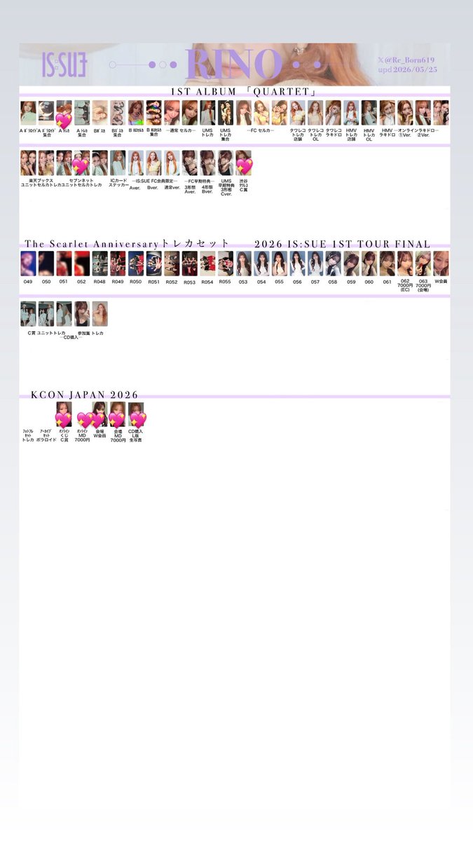 8owYh's tweet photo. IS:SUE 1st ALBUM Quartet  タワレコ 楽天 HMV セブンネット ユニット トレカ交換

譲　画像① RIN、セブンネット 優希×凛、菜乃×梨乃

求　画像2枚目以降💖 梨乃、KCON関連梨乃
(その他条件1枚目ALTに↓)

リボコレ大阪→郵送→リボコレ東京(時間が厳しい為)の順優先で交換希望

 #ISSUE交換 https://t.co/7eF5GI4xgG