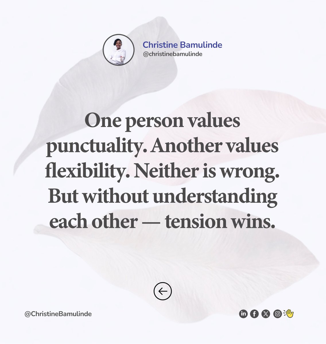 CBamulinde's tweet photo. The impact of values on our life and work. #christinebamulinde #lifecoachingtips #impactofvalues 

1/2 https://t.co/HoKQELdIUQ