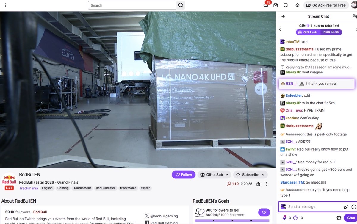 Intax_TM's tweet photo. Omg redbull faster live right now! So excited https://t.co/Y42qo2FDKQ