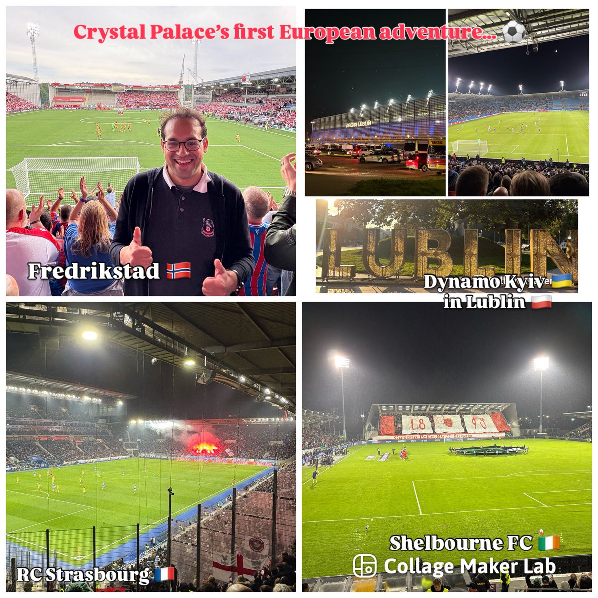 AaronPorter's tweet photo. 8 amazing away games. Wonderful trips across Europe. Unforgettable nights. 

Crystal Palace win the UEFA Conference League.

Fredrikstad 🇳🇴 
Dynamo Kyiv 🇺🇦 (in🇵🇱)
Strasbourg 🇫🇷 
Shelbourne 🇮🇪 
AEK Larnaca 🇨🇾 
ACF Fiorentina 🇮🇹 
Shakhtar Donetsk 🇺🇦 (in🇵🇱)
Vallecano 🇪🇸 (in🇩🇪)
#cpfc https://t.co/PdRPVaqp5P