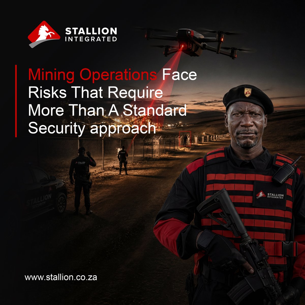 StallionInteg's tweet photo. From illegal mining and labour unrest to asset protection, access control and high-value product movement, Stallion Mining &amp; Energy delivers tailored security solutions built around the realities of the mining sector.

#StallionIntegrated #MiningSecurity #EnergySecurity https://t.co/4eAVj4Ltdt