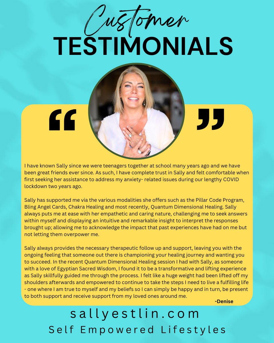 SallyEstlin's tweet photo. It's our favourite time of the week...we're thrilled to be able to share another happy review from one of our SEL Clients. 

Thank you, Denise, for your fantastic feedback.

#SelfEmpoweredLifestyles #EmpoweredClothing #TestimonialThursday #DressWithIntent #BeYourAuthenticSelf https://t.co/xOwo7kkMwf