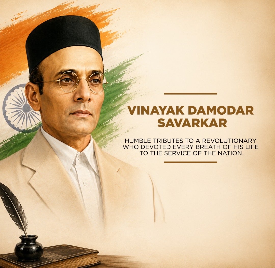 UdayMahurkar's tweet photo. Pay tributes to Veer Savarkar on his Jayanti. He preached & followed Hindutva nationalism. 'Varam janahitam dhyeyam kevalaa na janastutihi as unalloyed (Not praise of people, public welfare alone!)' was the mantra of Savarkar's life, even as a teenager. This has a message for today’s politics of populism. 

He started the Abhinav Bharat Society to overthrow British rule at a time when British Raj was considered a boon. He established the Patit Pavan Mandir, a temple open to all, when orthodox Hindus opposed temple entry of the so-called lower castes. 

In the times of appeasement under the name of Hindu-Muslim unity, he stood for equal rights for all. Though dubbed as communalist, he did not stop fighting for Akhand Bharat. 

In the era of Panchsheel and non-violence as foreign & security policy of India, he advocated militarisation of the youth and upgradation of the armed forces.

He predicted partition 10 years before it happened in 1947 as he knew that it will be the end result of Congress politics of Hindu-Muslim unity at any cost & complete non-violence , which he rightly thought, would be exploited by Muslim League.

He did one of the biggest works of Bhasha Shudddi in modern India . How many people know that he coined now know words like Doordarshan for TV , Mahapaur for mayor , Parshad for municipal councillor, ‘Amar Rahen’ for ‘Zindabad ‘ etc.

He predicted the 1962 Indo China war 8 years before it happened when he saw that Pandit Nehru’s weak strategy with China would whet China’s appetite for swallowing India’s land.
