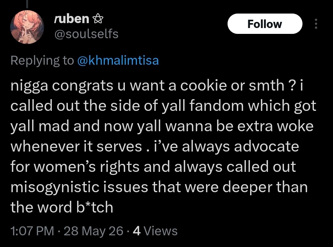 lesnilla's tweet photo. @tehtarik039 @khmalimtisa and he has the audacity to decide for us what's more misogynist and what's not. apparently throwing the word bitch isn't that deep. ofc a man who "advocates for women's rights" knows more about misogyny than we do. literally just spitting non sense and even more misogyny 😭 https://t.co/LS0MFhQ1fr