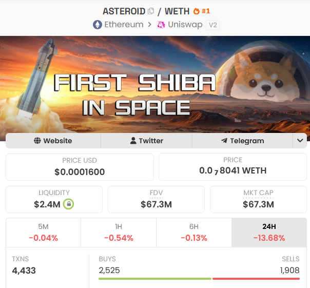 deg_ape's tweet photo. don't get me wrong but I bought more $Asteroid here 

the price action might be quite sick, but I'm delusional on this memecoin. people are underestimating how big this narrative can get

this looks like good floor to lock in 

elon backing + SpaceX mascot positioning is not something you get every cycle. $DOGE showed what happens when memes collide with Elon attention during peak euphoria

we are still early here

fu*king billion dollars coded in for $Asteroid