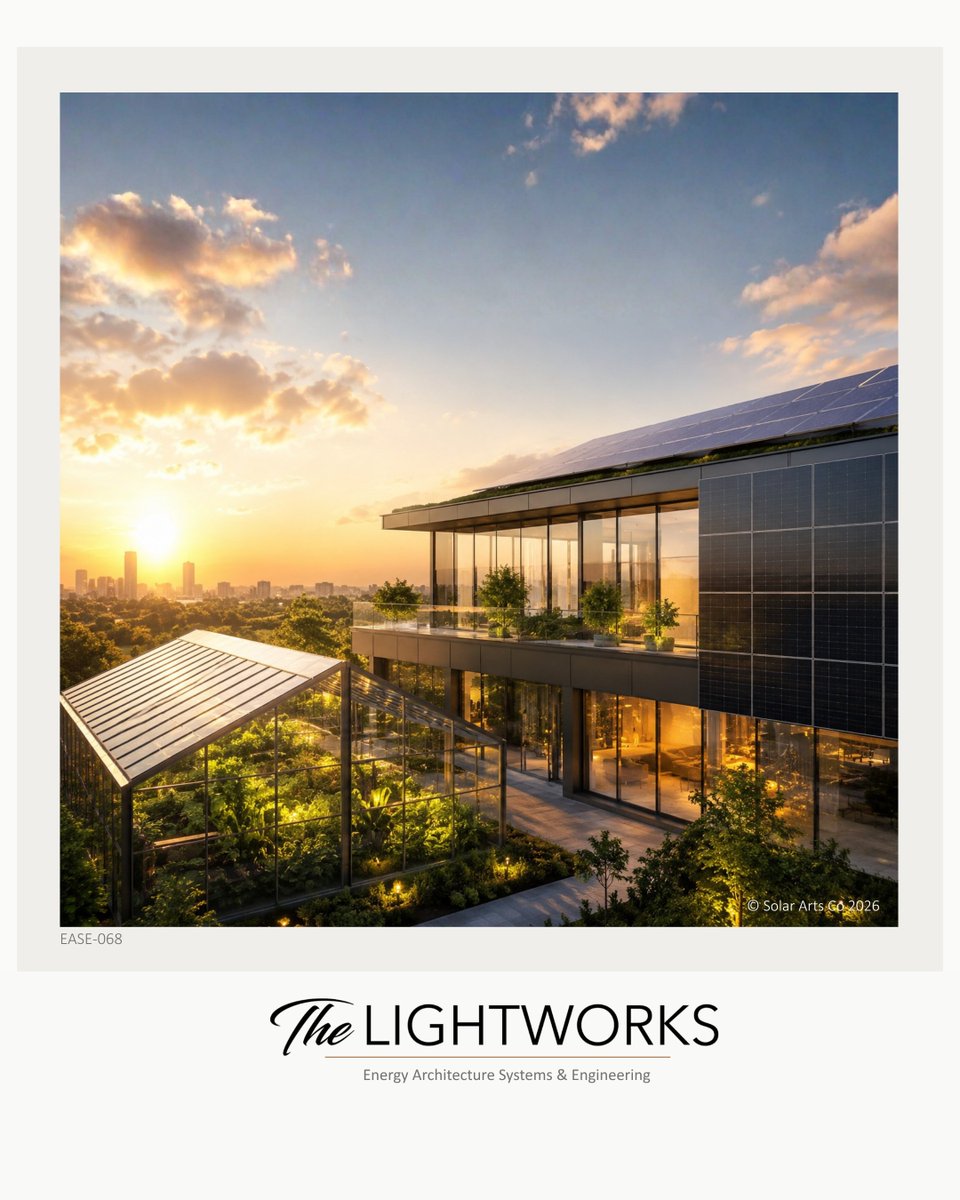 The_Lightworks's tweet photo. The sun never sends an invoice. ☀️

Self-powered buildings are the future of architecture, combining solar design, sustainability, and energy independence in one beautiful structure.

#SolarArchitecture #BIPV #SelfPoweredBuildings #RenewableEnergy https://t.co/PobcOap1RP