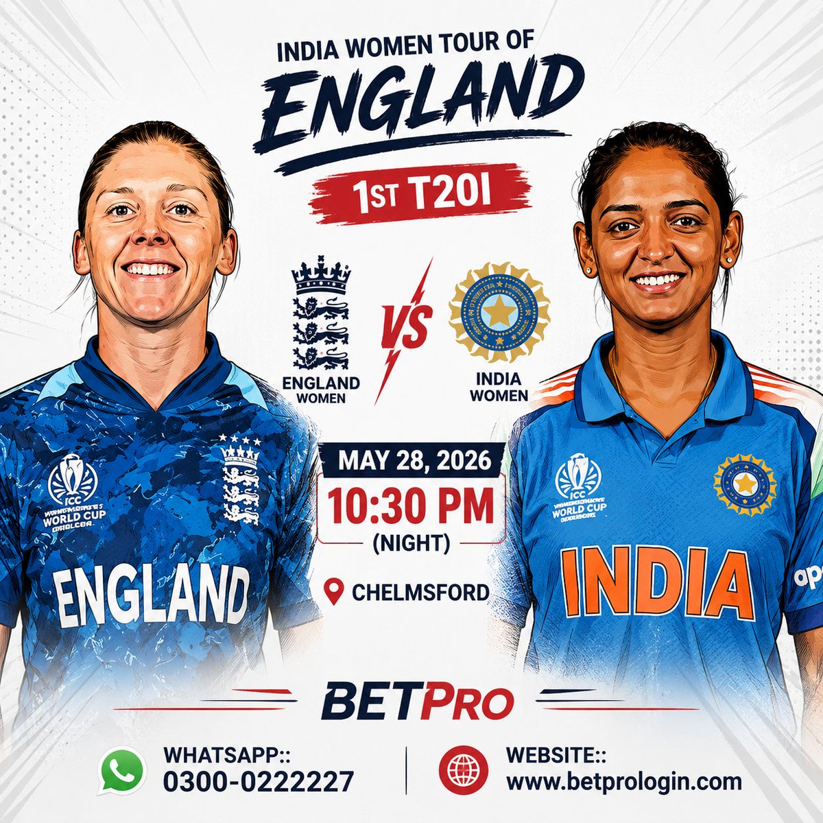 bpexcch's tweet photo. 🏏 England Women 🆚 India Women
1st T20I • Chelmsford • Tonight 10:30 PM 🔥
📲 WhatsApp: 0300-0222227
🌐 https://t.co/kb7B7HWC3c

#ENGWvsINDW #IndiaWomen #EnglandWomen #WomensCricket #T20I #BetPro #CricketMatch #Chelmsford #LiveCricket #CricketFans https://t.co/eZpiVia1O8