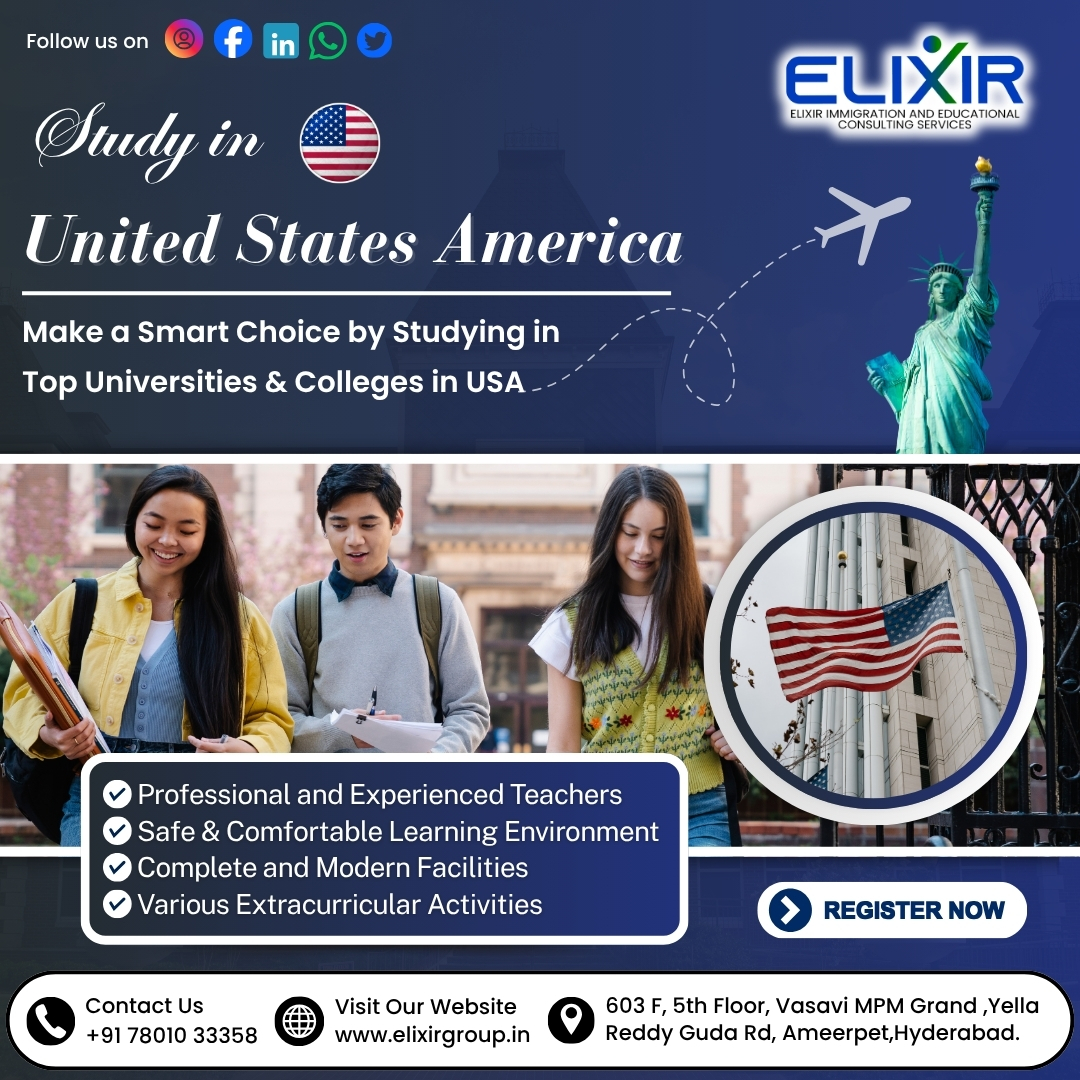 ElixirIndi29071's tweet photo. 🎓 Study in USA at Top Ranking Universities 🇺🇸✨

📚 Wide range of STEM, Business, IT &amp; Research programs! 🚀

📩 Contact us for a free consultation!

📞 Call: +91 7801033358
📧 Email: admissions.india@elixirgroup.in
🌐 Visit: https://t.co/UbikxJEF26

#StudyInUSA #DreamBig https://t.co/EeRFcV6V1B