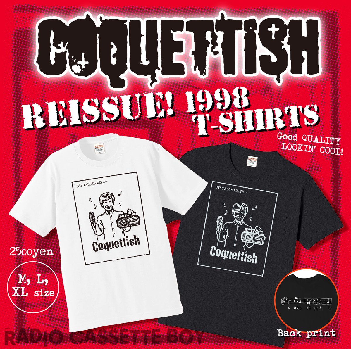JUSTROCKdesign's tweet photo. COQUETTISH "Radio Cassette Boy" T-Shirts illustration (1998)

#まいにちイラストレーション https://t.co/cra9UDX7Z3