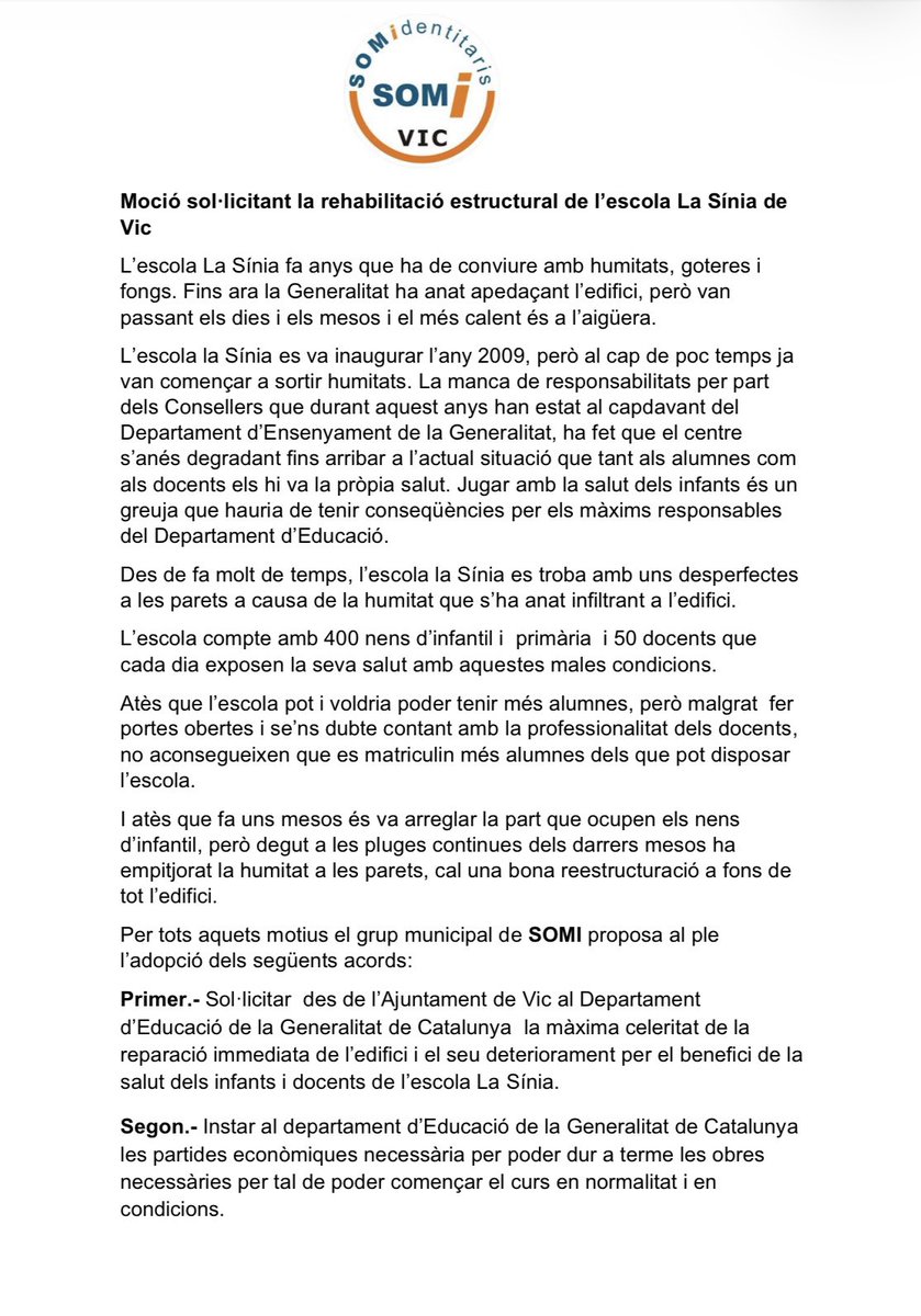 angladarj's tweet photo. Aquestes són les dues mocions que presentem #PleVic d’aquest proper dilluns dia 1 de juny.

Per salvar #Vic i Sentfores-La Guixa tan sols queda l’Anglada.

#PrimerElsDeCasa
#SOMI
#ENDRECEMVIC https://t.co/M8OT4ufrXr