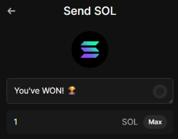 pandaa's tweet photo. Who needs 1 SOL?

You've WON! 🏆 https://t.co/eydBSWeF9W