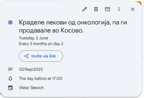 Viktor_Stevich's tweet photo. Пред 2 години и 9 месеца, криминални гадови од онкологија краделе лекови и ги продавале на Косово, а на македонските пациенти им ставале вода наместо хемотерапија. https://t.co/QiZRgzIqB8