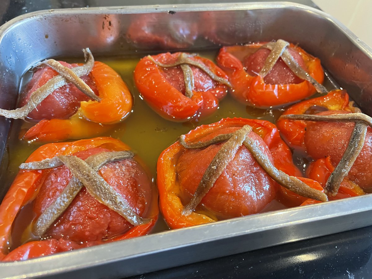 BryanWWebb's tweet photo. Two classic dishes Piedmontese peppers and steak au poivre. https://t.co/mogB6FUm1k