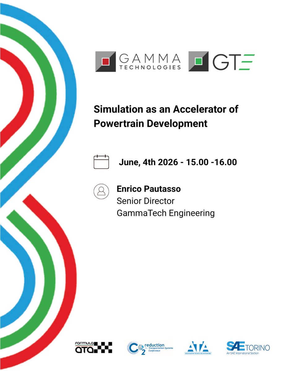 FormulaSAEItaly's tweet photo. 🎥#TalentTalk: @GTSUITE and its engineering division GTE, will host the webinar “Simulation as an Accelerator of Powertrain Development” for students:
📅04-06-26 |15.00–16.00
💻 Microsoft Teams
🗣️ Enrico Pautasso
Sign up to join it: https://t.co/ZURWJPeGHg
#ANFIASocial #FSAEItaly https://t.co/hW78XwohDr