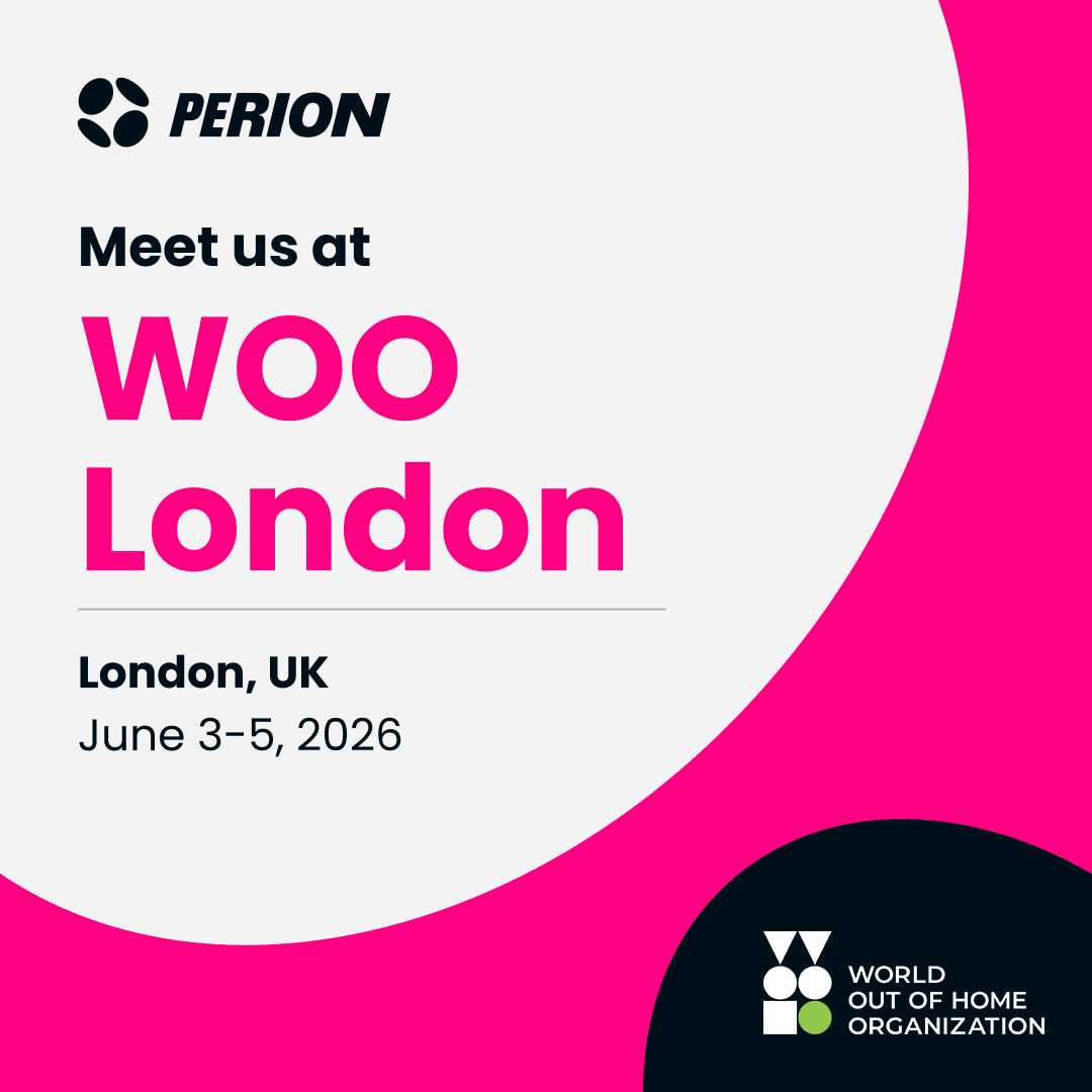 PerionNetwork's tweet photo. Meet the Perion team at World Out of Home Organization (WOO) Congress 2026 in London, June 3–5, to talk about what comes next for programmatic DOOH.

Find us at Booth #7, Platinum Exhibition Area, for live demos and a closer look at what we are bringing to market this month.

On Friday, William Brownsdon, Managing Director EMEA, joins Broadsign, Vistar Media, and VIOOH on stage for one of the more honest conversations of the week:

Automation vs Programmatic: True Driver of Scalable Growth 
Friday, June 5 | 9:10–10:00 AM | Ballroom A

The question on the table: does DOOH's next growth phase come from more programmatic pipes, or from removing the friction between planning, buying, delivery, and measurement?

We have a point of view. Come find us.

hashtag#WOO2026 hashtag#DOOH hashtag#ProgrammaticDOOH