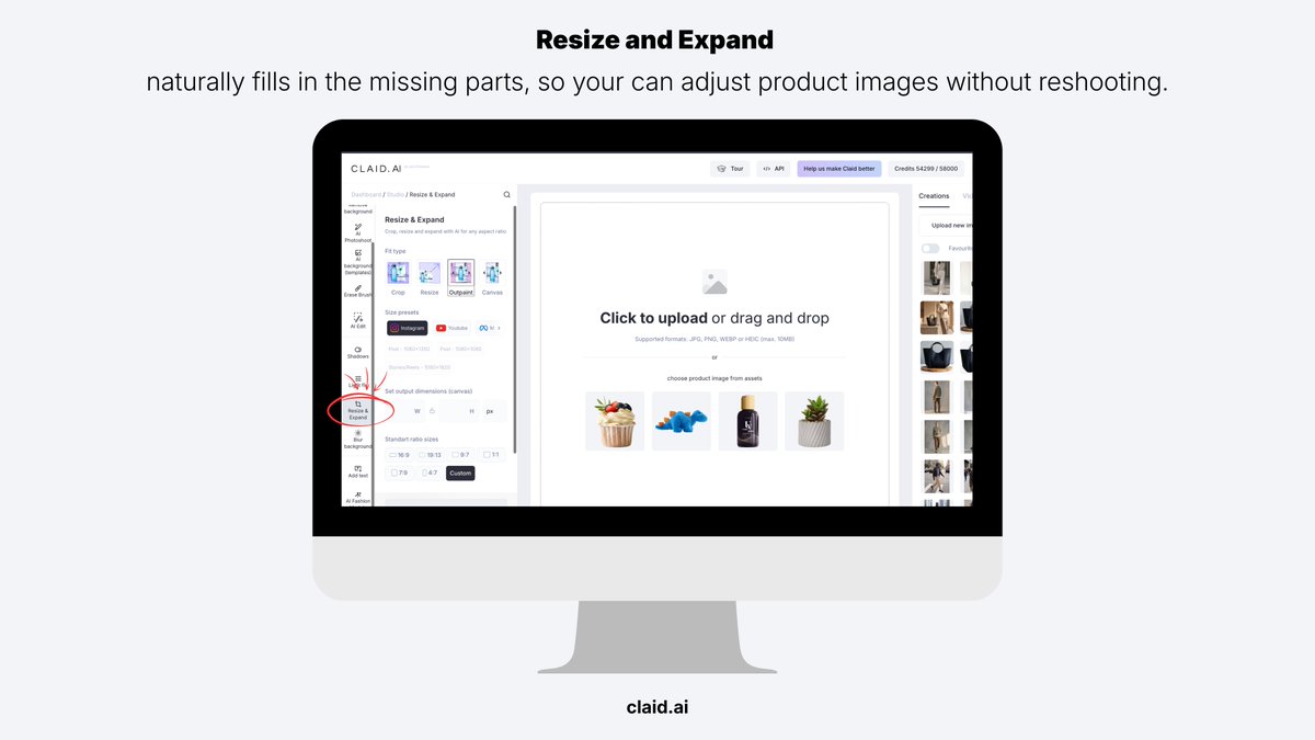 ClaidAI's tweet photo. If you're manually cropping and reshooting for every platform, Resize &amp; Expand removes that step entirely.

Try on our website. https://t.co/r0jXDWM6NC