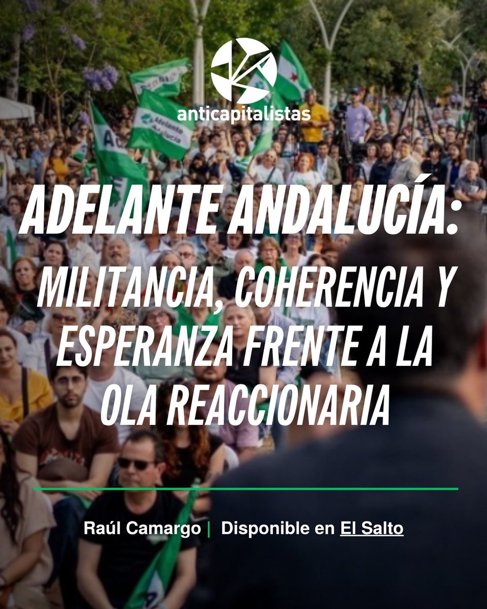 anticapi_'s tweet photo. 📝 Artículo de nuestro compañero @camargoraul en @ElSaltoDiario sobre las elecciones andaluzas y las lecciones que podemos extraer de los resultados de Adelante Andalucía (@AdelanteAND).

📍 Artículo: https://t.co/iW9xm2olIh https://t.co/mb06zXtswo