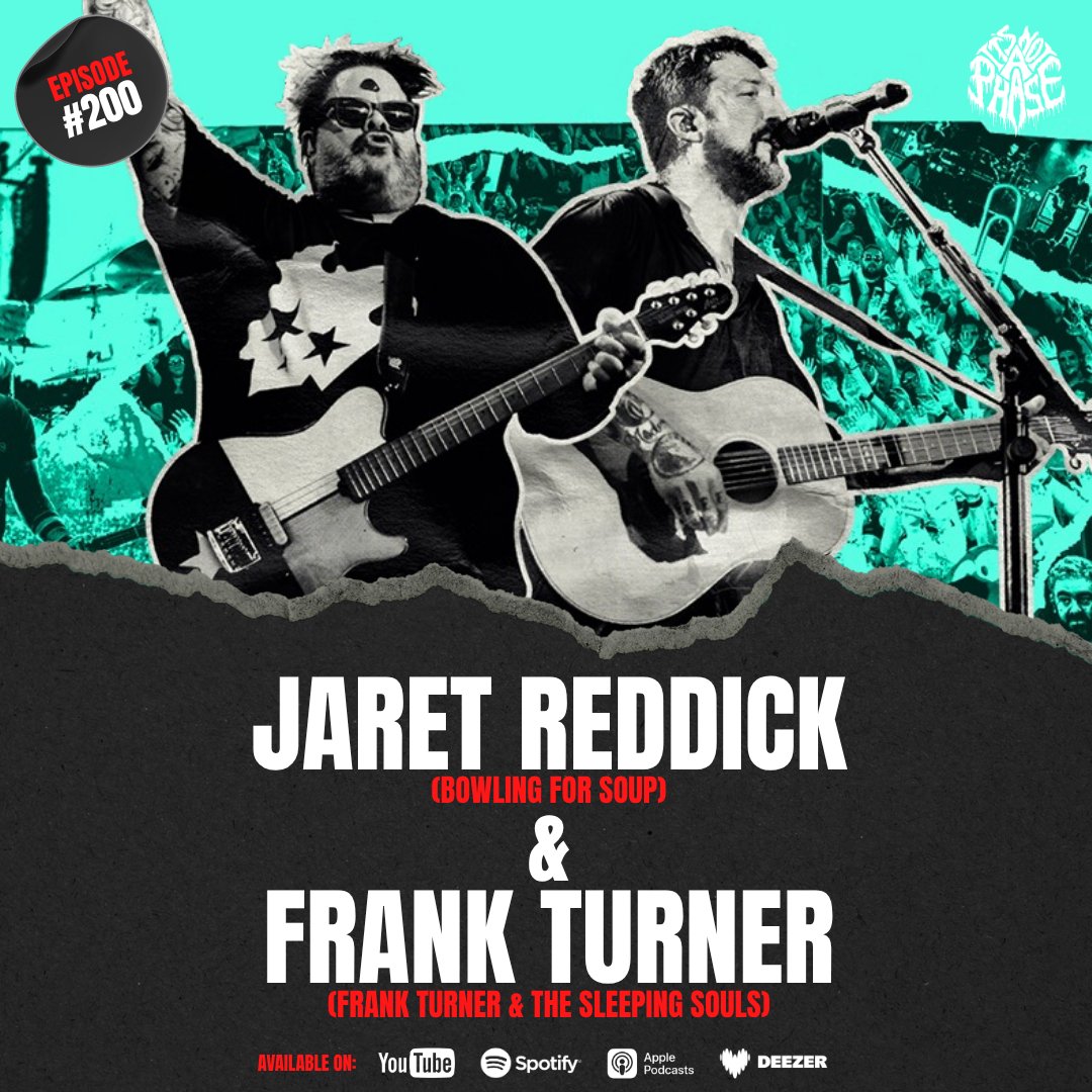 inappodcast's tweet photo. 🚨 EPISODE 200! 🚨

Here's a special episode where I'm joined by @jaret2113 (@bfsrocks) AND @frankturner.

We discuss their co-headline Bowl My Bones Tour, which songs they'd like one another to cover, plans away from the tour, and more.

WATCH / LISTEN: https://t.co/qhPxiyQSfa https://t.co/2a3Mp1Sfie