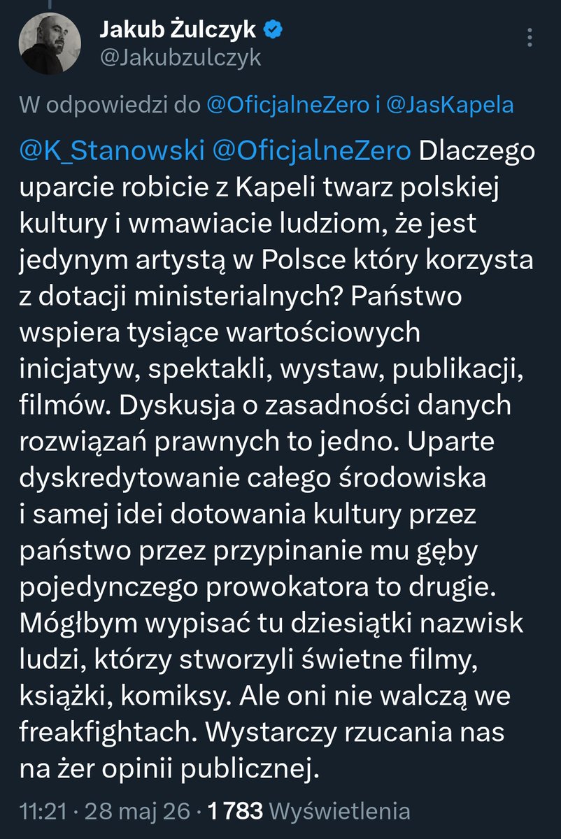 StopBatyr's tweet photo. Mądrego warto czasem poczytać.

Pan Jakub Żulczyk jak zawsze nie bierze jeńców i wali prętem po kracie aż idą iskry 😋 https://t.co/KCADpsjGOU