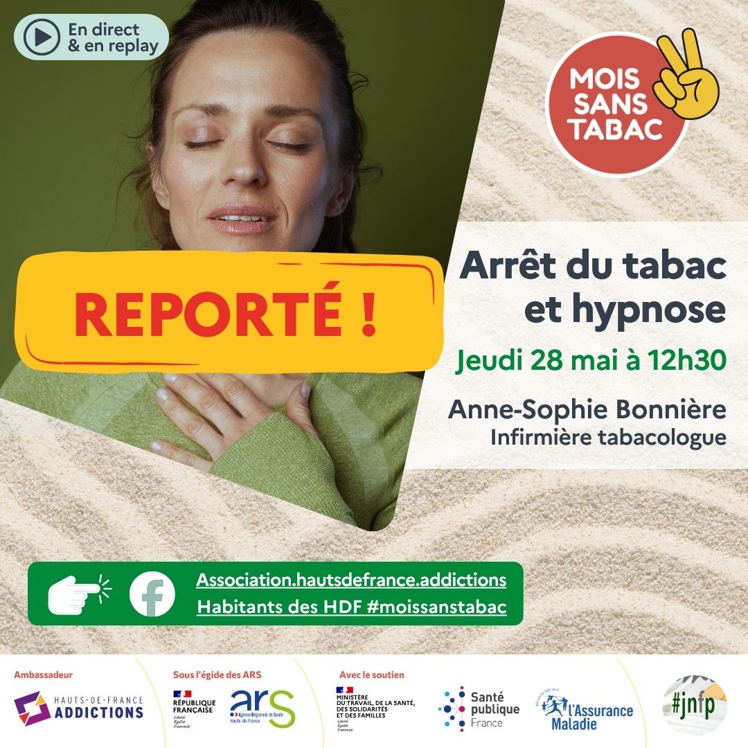 HDFADDICTIONS's tweet photo. [LIVE Mois sans tabac]

⚠️🚭 Nous sommes contraints de reporter notre LIVE #moissanstabac prévu ce midi à une date ultérieure, désolés pour ce report de dernière minute ⏰

Nous vous informerons dès que possible des nouveaux jour/horaire ✌📌 https://t.co/otSGnohuEG