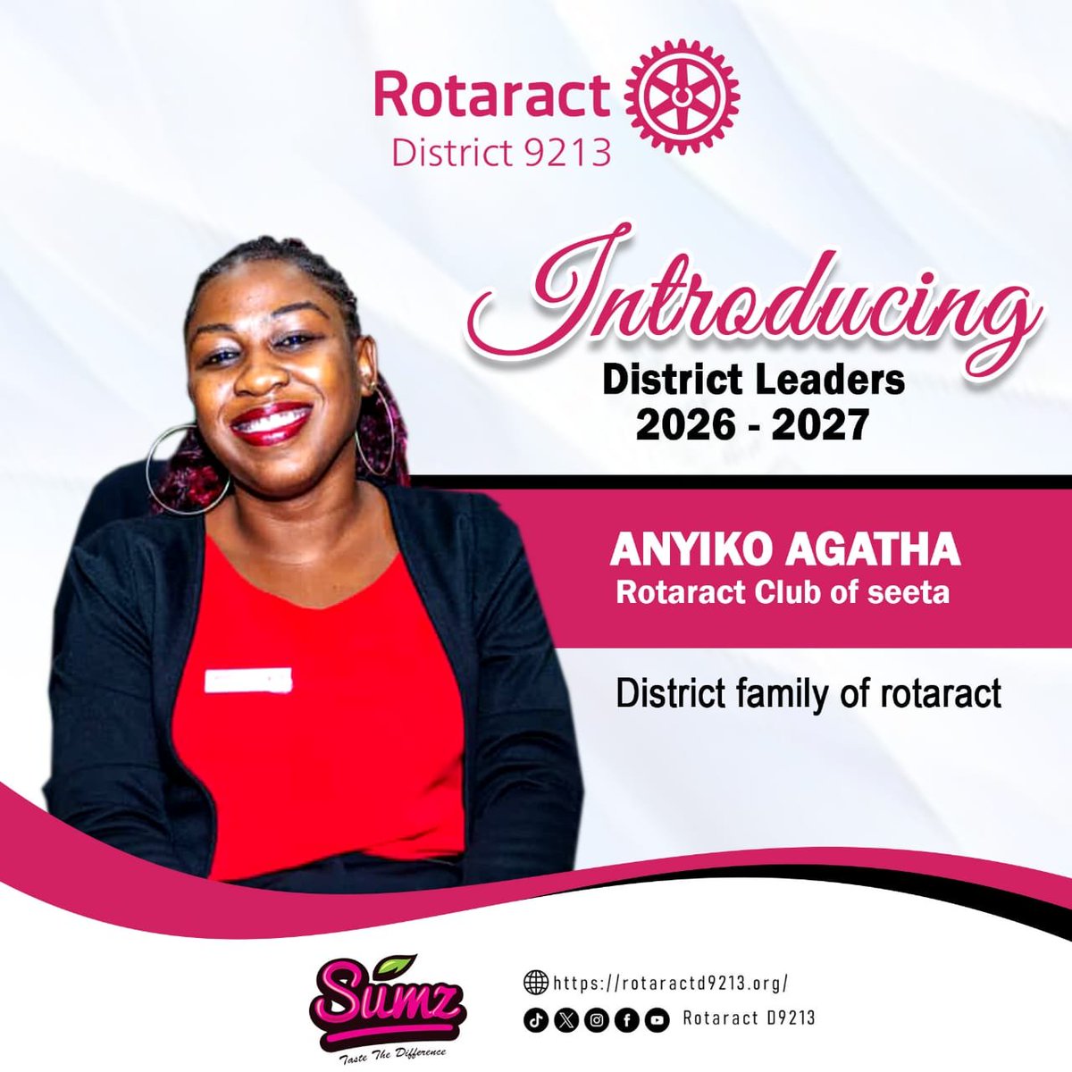 RotaractD9213's tweet photo. Introducing Anyiko Agatha @Gatrix05  from the  @rotaractseeta  as the District Family of Rotaract Chair for Rotary Year 2026/2027.

As she takes on this role, we look forward to her efforts in strengthening fellowship, unity, and meaningful connections among Rotaractors across the district. 
Her leadership will help foster a welcoming and supportive Rotary family throughout the year.

Congratulations on this appointment, and best wishes for a memorable Rotary year ahead.👏👏

#D9213
#RotaractInAction
#RotaryEyamba