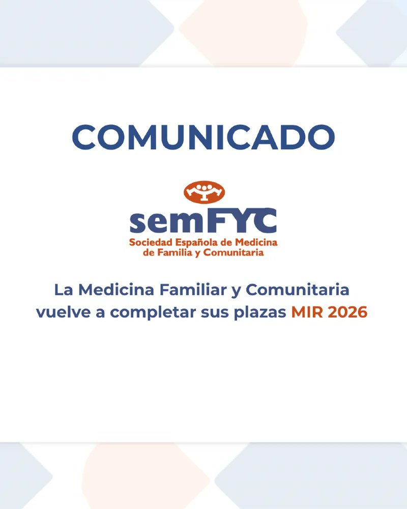 SAMFyC's tweet photo. 🟠 semFYC:📢Medicina Familiar y Comunitaria vuelve a completar sus plazas #MIR2026. Desde la semFYC defendemos una lectura estructural y corresponsable de los datos: MFyC es clave para la sostenibilidad, la equidad y el futuro del SNS.  ¡Bienvenid@s!   https://t.co/T23UMguCsL https://t.co/jFN54FS3Jf