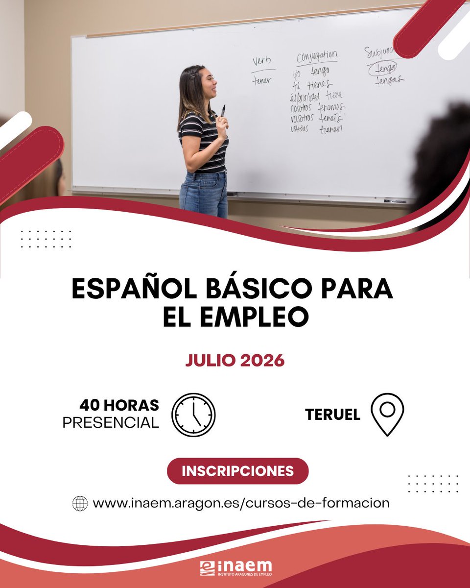 Inaempleo's tweet photo. 📢 Nuevo curso del INAEM: Español básico para el empleo.

Una formación orientada a facilitar la adquisición de competencias básicas en lengua española aplicadas al entorno laboral. 💬

🔗 Inscripciones: https://t.co/puHKQzKj6G

#INAEM #EspañolParaElEmpleo https://t.co/v01Uel4JoC