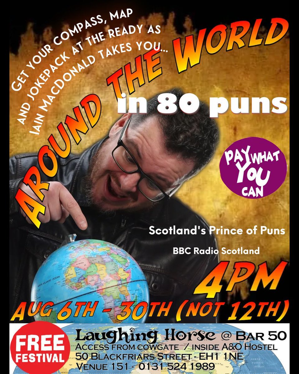 imacpun's tweet photo. Looking for the best way to spend an hour in Edinburgh this August? Whether you want to win prizes at Punchline Bingo or judge a live pun battle, I've got you covered.
Secure your tickets in bio
#Edinburgh #ThisIsEdinburgh #HiddenEdinburgh #VisitEdinburgh #EdinburghFestival https://t.co/L1fbj18R9F