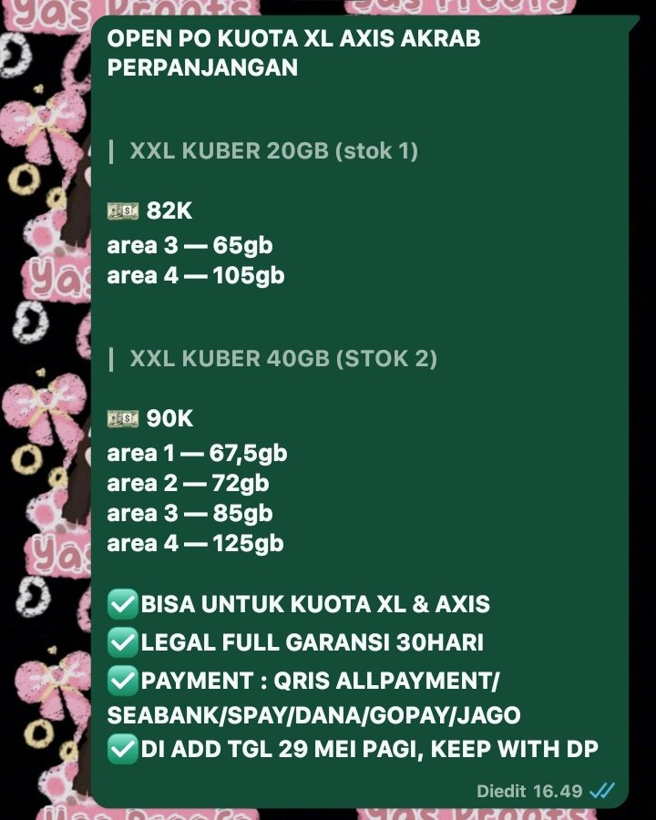 bteaboxy's tweet photo. kuota xl axis akrab sharing! ⭐️⭐️⭐️⭐️⭐️

✅️bisa untuk kuota xl &amp; axis
✅️masa aktif 30hari
✅️full kuota utama 24jam

testi dipinned
📧 wa — https://t.co/x1GmRfx6qu https://t.co/ib7k5zrH0f