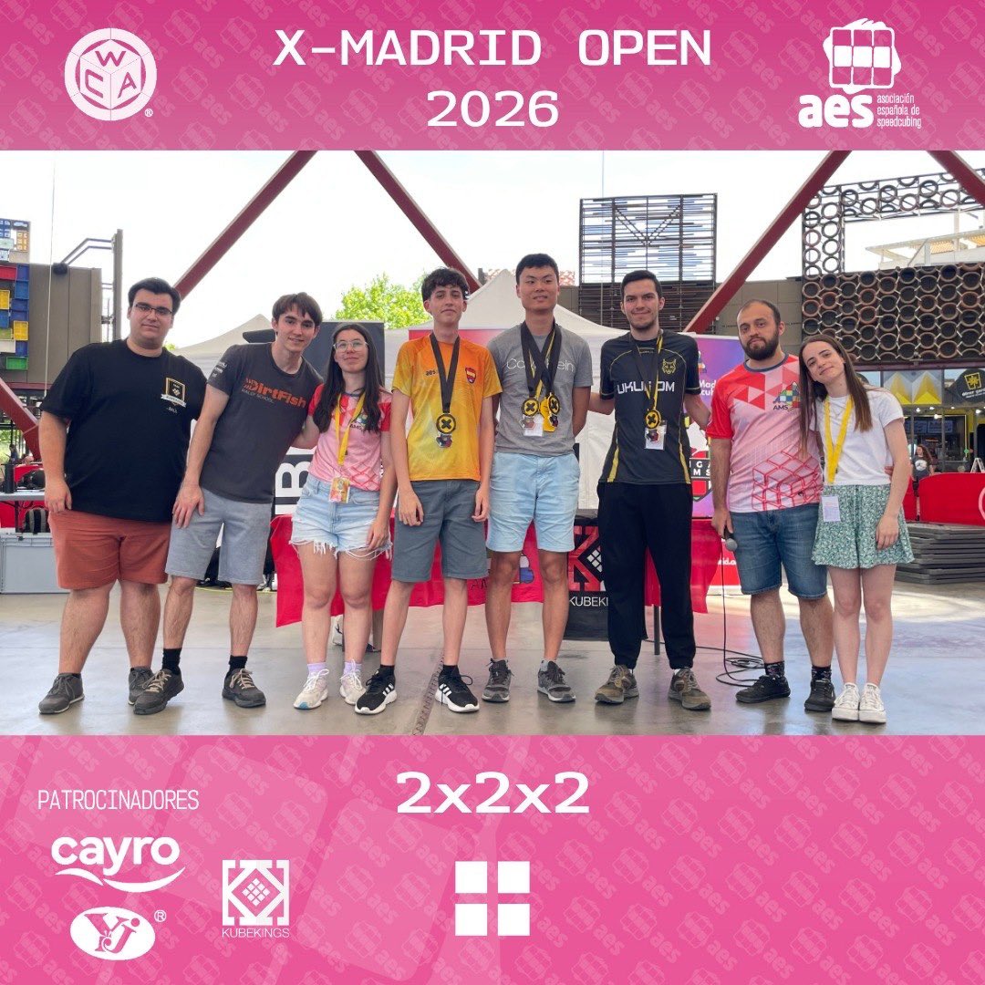 AESpeedcubing's tweet photo. ¡Aquí os dejamos los podios del X-Madrid Open 2026! (Parte 1) https://t.co/Nnv9XpcNQi