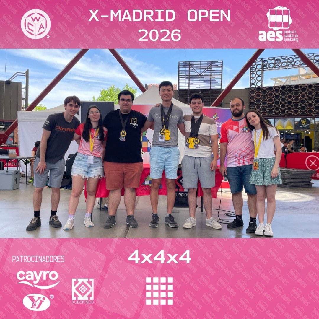 AESpeedcubing's tweet photo. ¡Aquí os dejamos los podios del X-Madrid Open 2026! (Parte 1) https://t.co/Nnv9XpcNQi