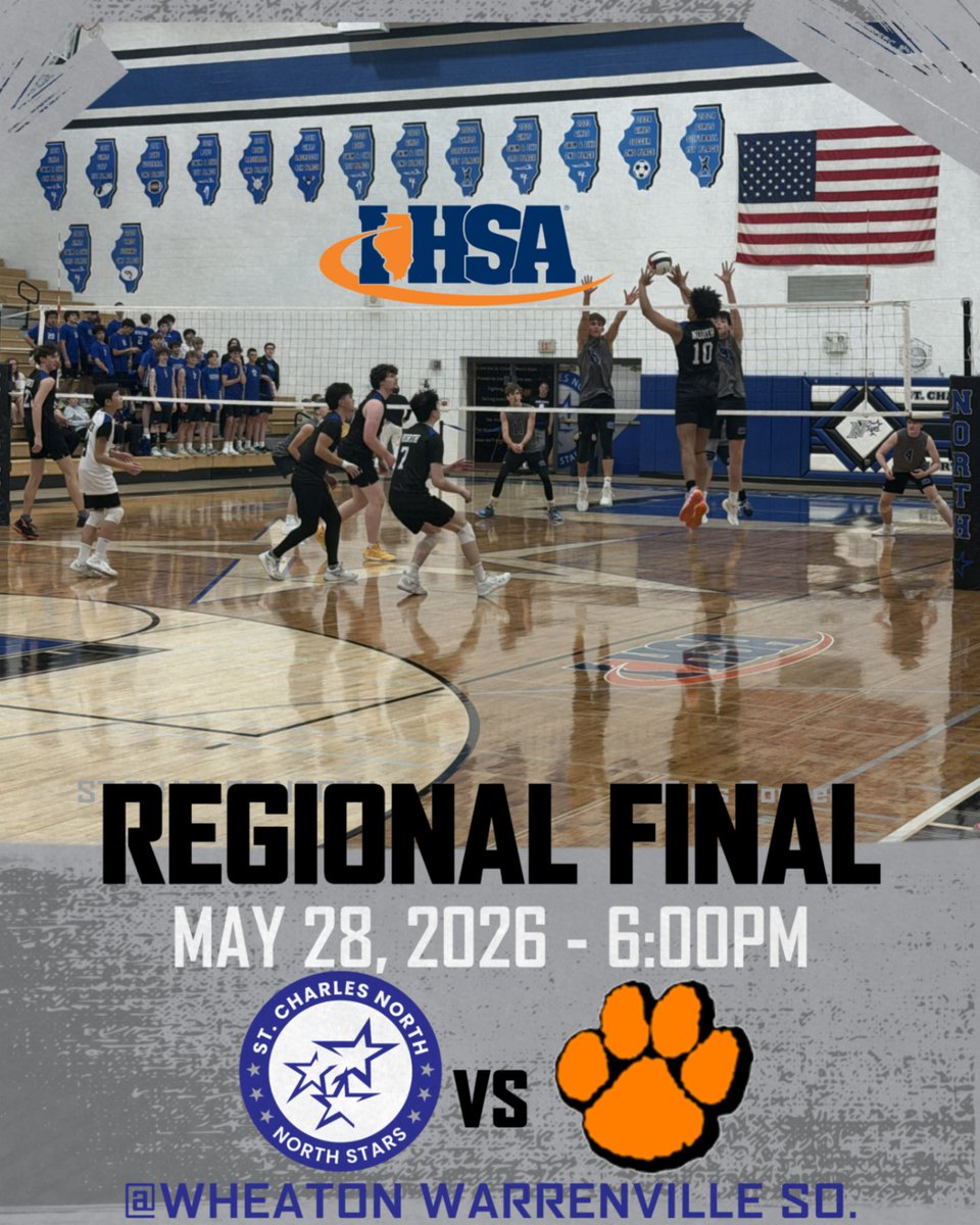 SCNAthletics's tweet photo. Game Day! Head to WWS tonight to cheer on SCN Boys VB as they take on the Tigers with a Regional Title on the line!
#RollStars🏐🤩 https://t.co/7XxcHLSYuf