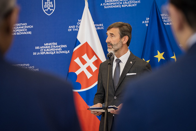 RwandaInGermany's tweet photo. On the occasion of Africa Day celebration in #Bratislava hosted by Hon. Juraj Blanár, Minister of Foreign and European Affairs of the Slovak Republic, Amb. @Cesar_Igor_ , as Dean if African Ambassadors, held welcome remarks strengthening  Slovak - African relations @SlovakiaMFA https://t.co/ZFpKXhEu6l