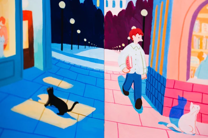 【展示のお知らせ】 ただいま個展を開催中ではありますが、なんと明日から展示が一つ増えます!(更にいうと一週間後にはもう一つ増えます) 谷中のひるねこBOOKSさん( )にて始まる「私の本棚 ～My BookShelf～」展 2026に参加します。