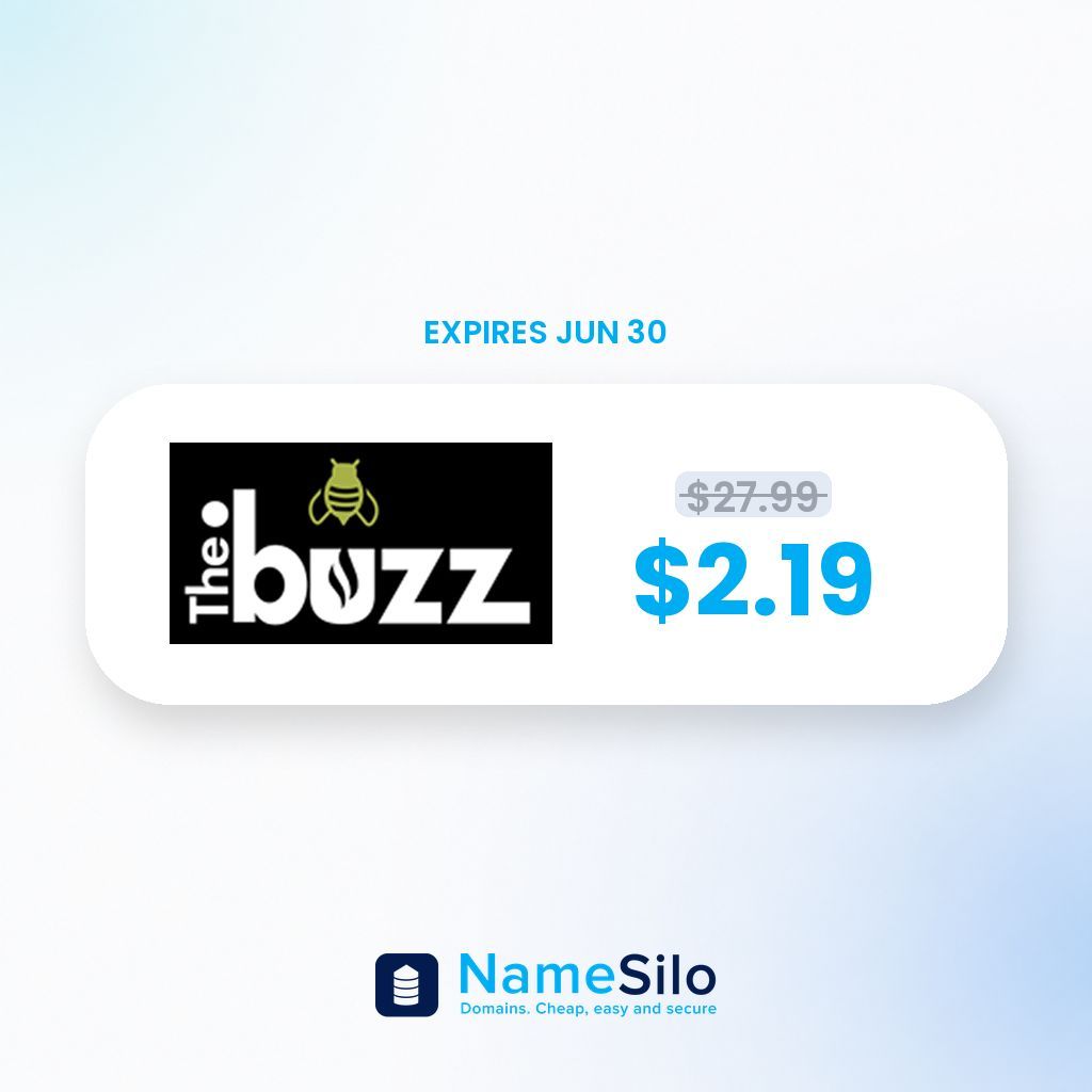 namesilo's tweet photo. .BUZZ for your launch. $2.19 through June 30.

93% off. For newsletters, product launches, community hubs, and anything built to generate word-of-mouth. Short, punchy, immediately understood.

https://t.co/DhXlH4KpIa https://t.co/MrMvkGOJKi