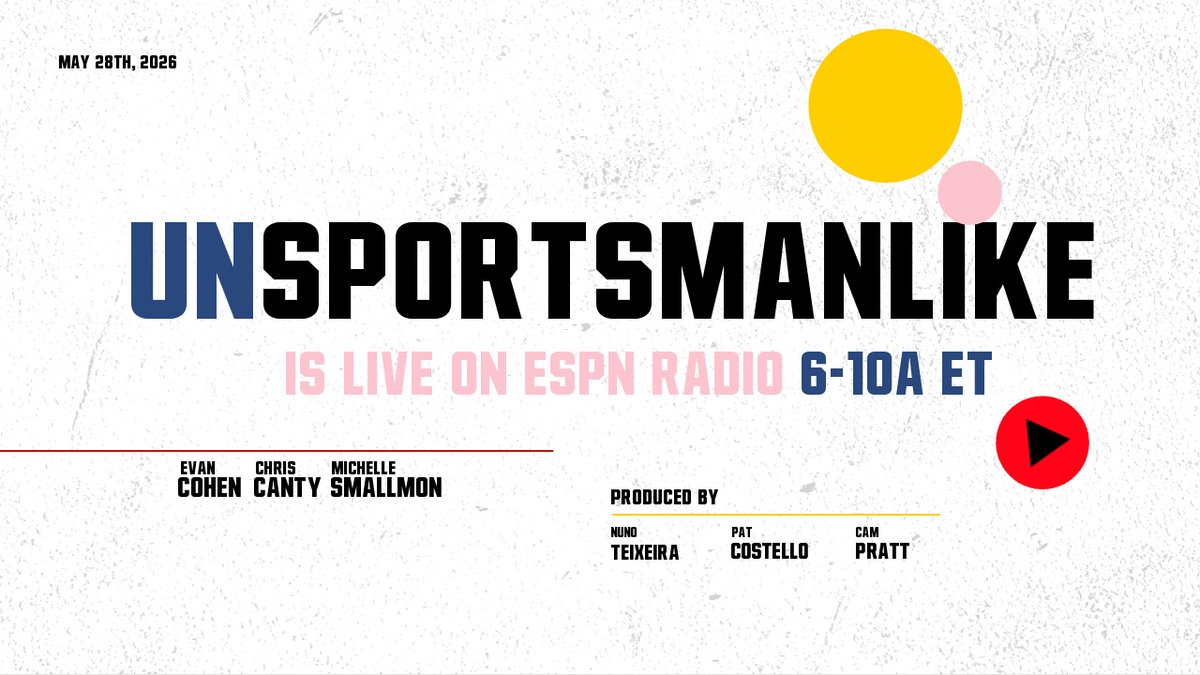 ESPNRadio's tweet photo. .@UnSportsESPN is LIVE with @EvCoRadio, @ChrisCanty99, and @msmallmon from 6:00a - 10:00a et

Listen live: https://t.co/sTjyT0rL6W https://t.co/aKZLftTzfv