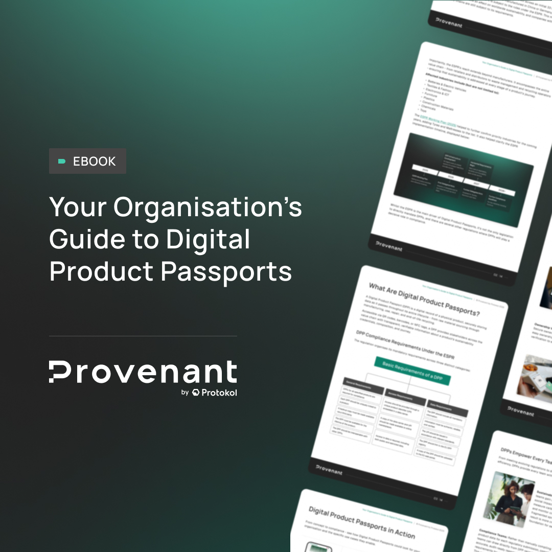 ProvenantDPP's tweet photo. A Digital Product Passport isn't just a sustainability project.

→ For sustainability teams, it's a single source of truth for ESG metrics.

→ For compliance teams, it's auditable data for submissions to regulators.

→ For operations teams, it's granular visibility into supply chain risk.
 
→ For product and marketing teams, it's defensible proof behind every claim on the label.

Our new guide shows how to build a cross-functional approach and the 7 steps to get there.

Download the guide: https://t.co/Djd5BleCBC

#DigitalProductPassports #Sustainability #Compliance #Operations #Products #ESG