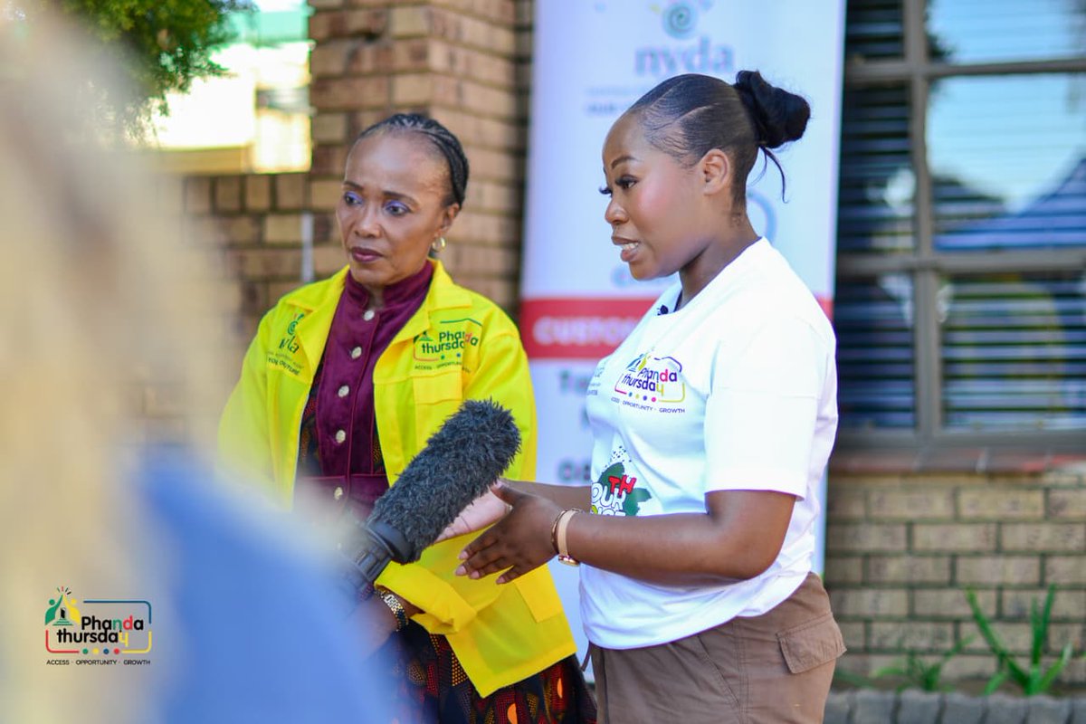 NYDARSA's tweet photo. [SABC Interviews] Minister in the Presidency for Women, Youth and Persons with Disabilities, Hon. Sindisiwe Chikunga, and NYDA Executive Chairperson Dr Sunshine Myende at the Phanda Thursday Launch. 

Stayed tuned for more. 

#PhandaThursday #YouthEmpowerment #SABCNews #OpportunityForYouth #AccessOpportunityGrowth #NYDA